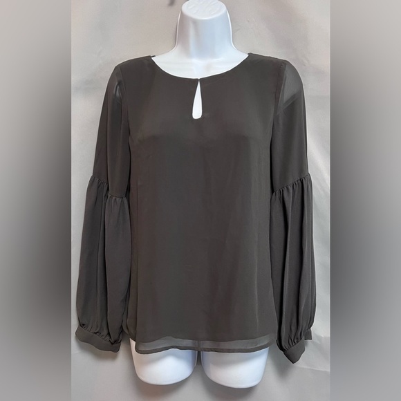 Express Women Blouse‎ Office Career Gray Long Sleeve Size XS - Picture 1 of 9